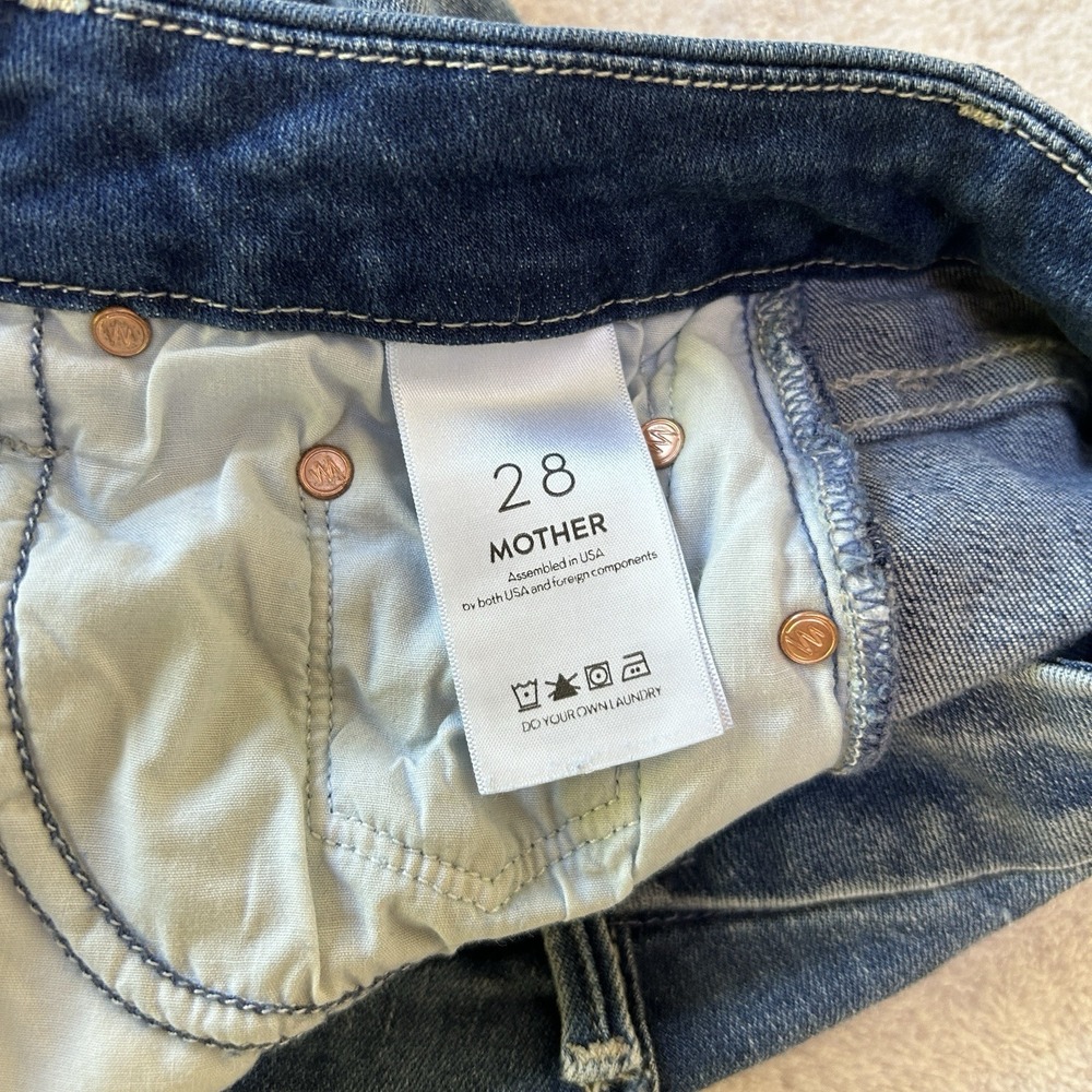 Mother‎ Sz 25 The Looker Ankle Fray Jeans Blue Skinny Slim Stretch Double Time - Picture 3 of 13